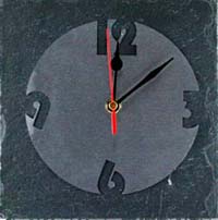 Square slate clock with stainless steel plate