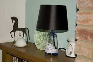 RECYCLED GIN MARE BOTTLE TABLE LAMP