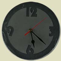 Round slate clock with stainless steel plate